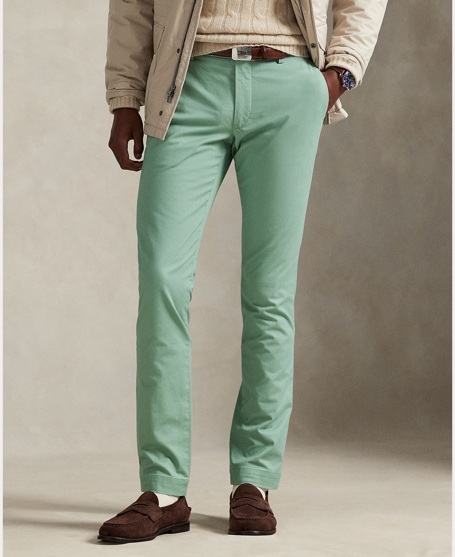 Calças Chino Elásticas Slim Fit Verde-menta-3