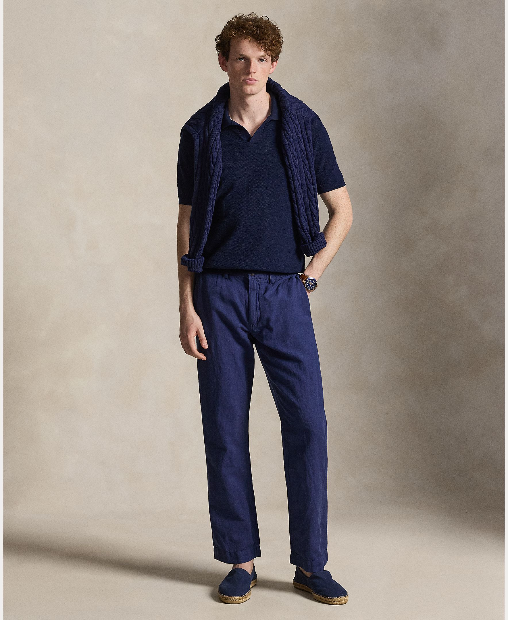 Polo Ralph Lauren - Pantalón chino de hombre de lino y algodón Slim Fit.