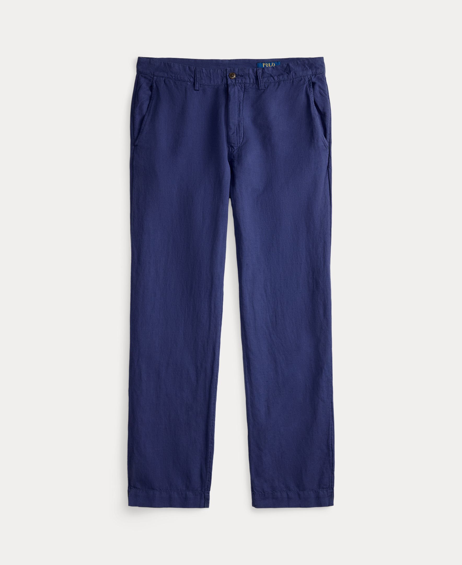 Calças Chino de Linho e Algodão Slim Fit Azul-marinho-6