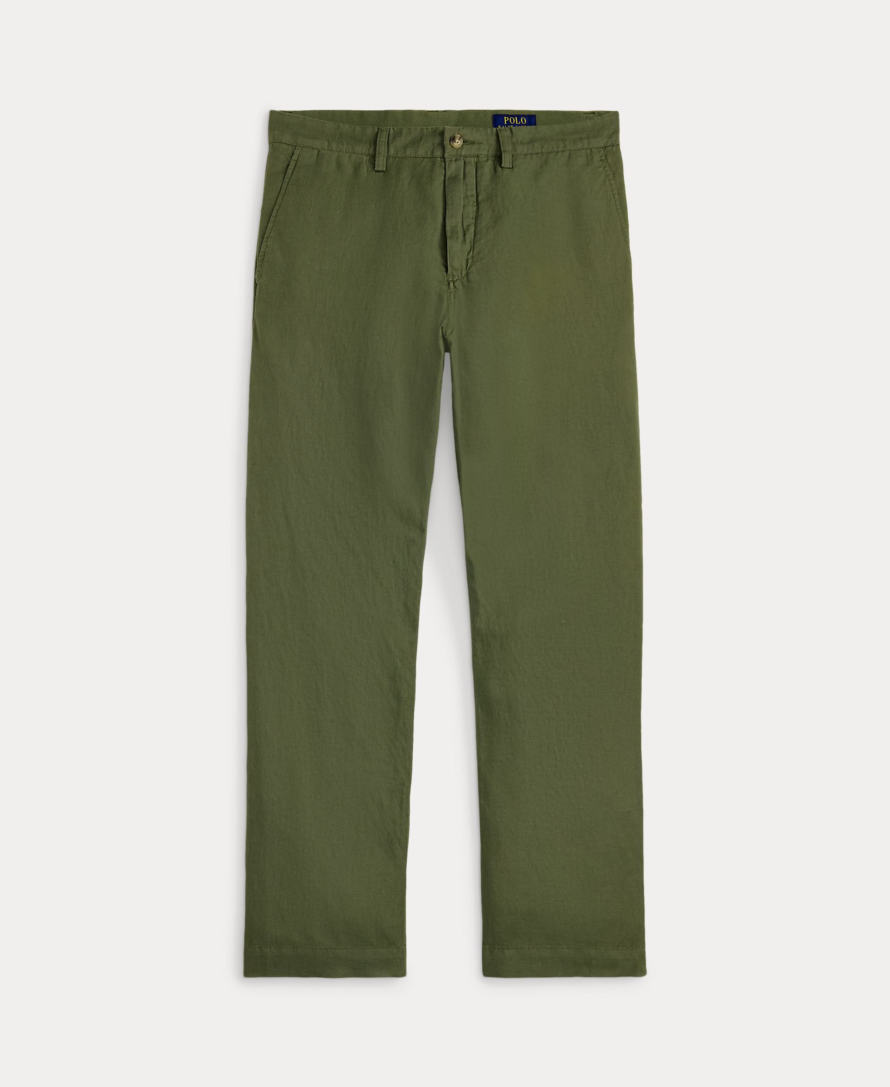 Calças Chino de Linho e Algodão Slim Fit Musgo-6