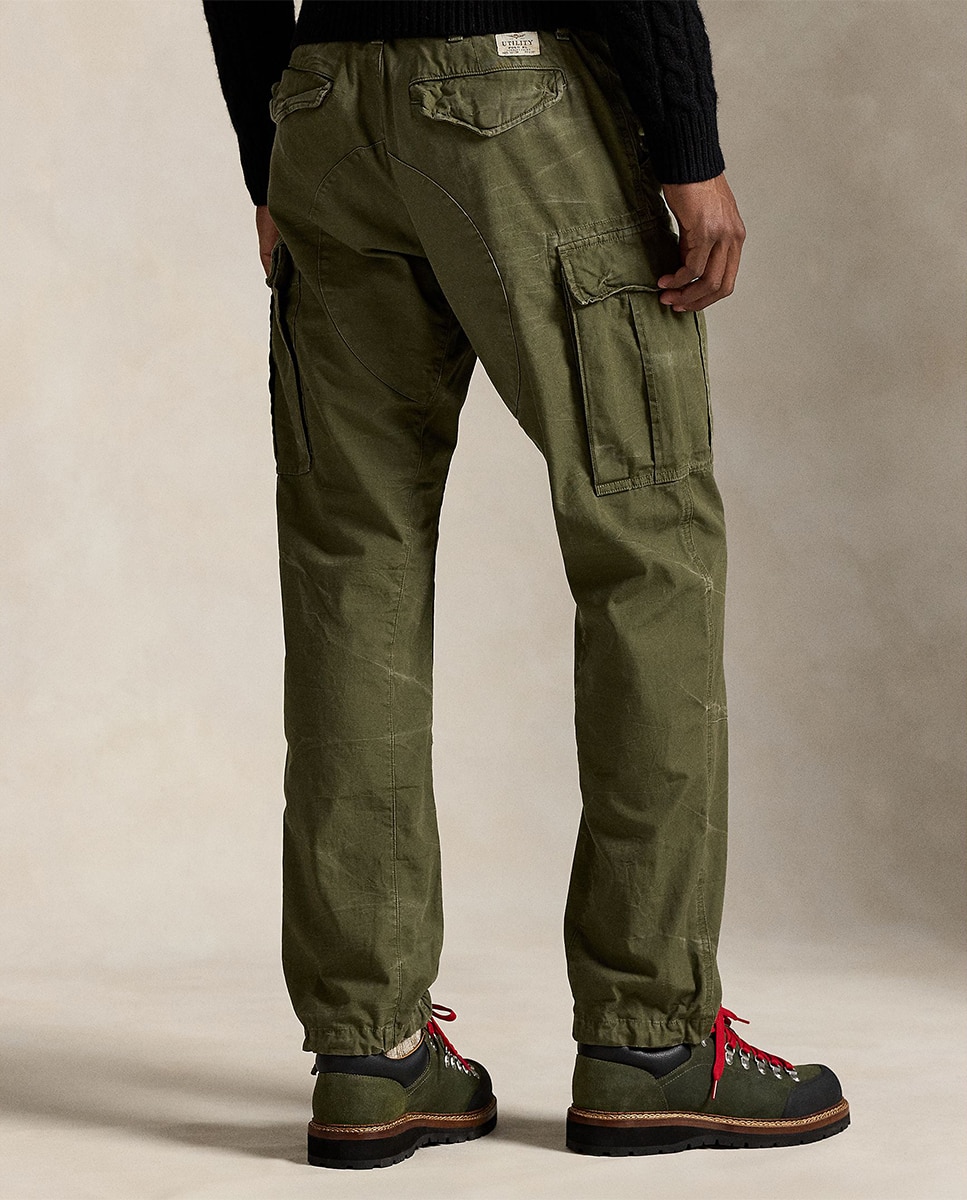 Calças Cargo de Lona Fina Classic Fit Caqui-3