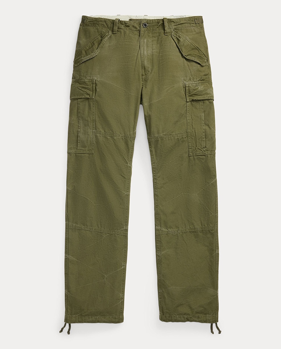 Calças Cargo de Lona Fina Classic Fit Caqui-5