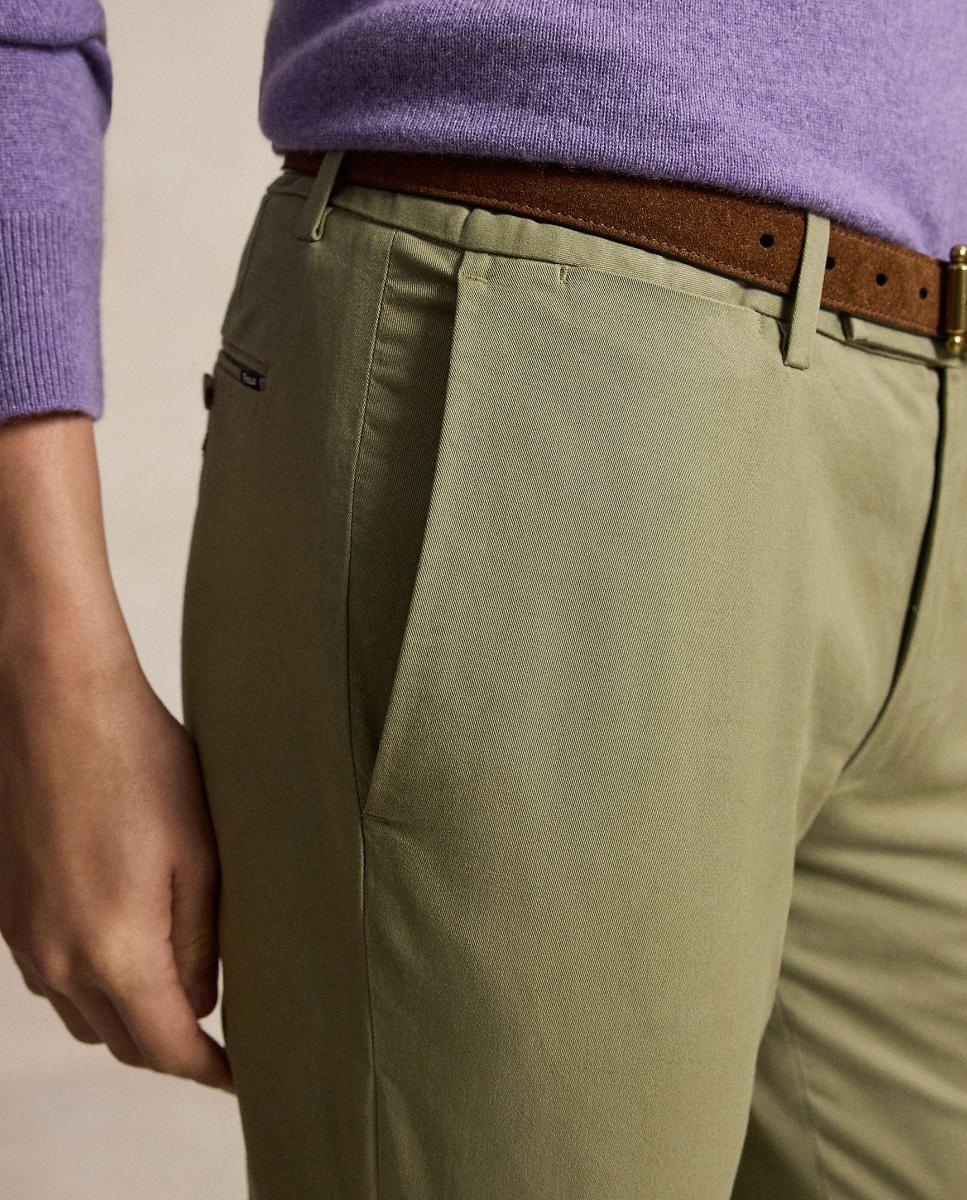 Calças Chino Slim Fit Elásticas Verde Sálvia-4
