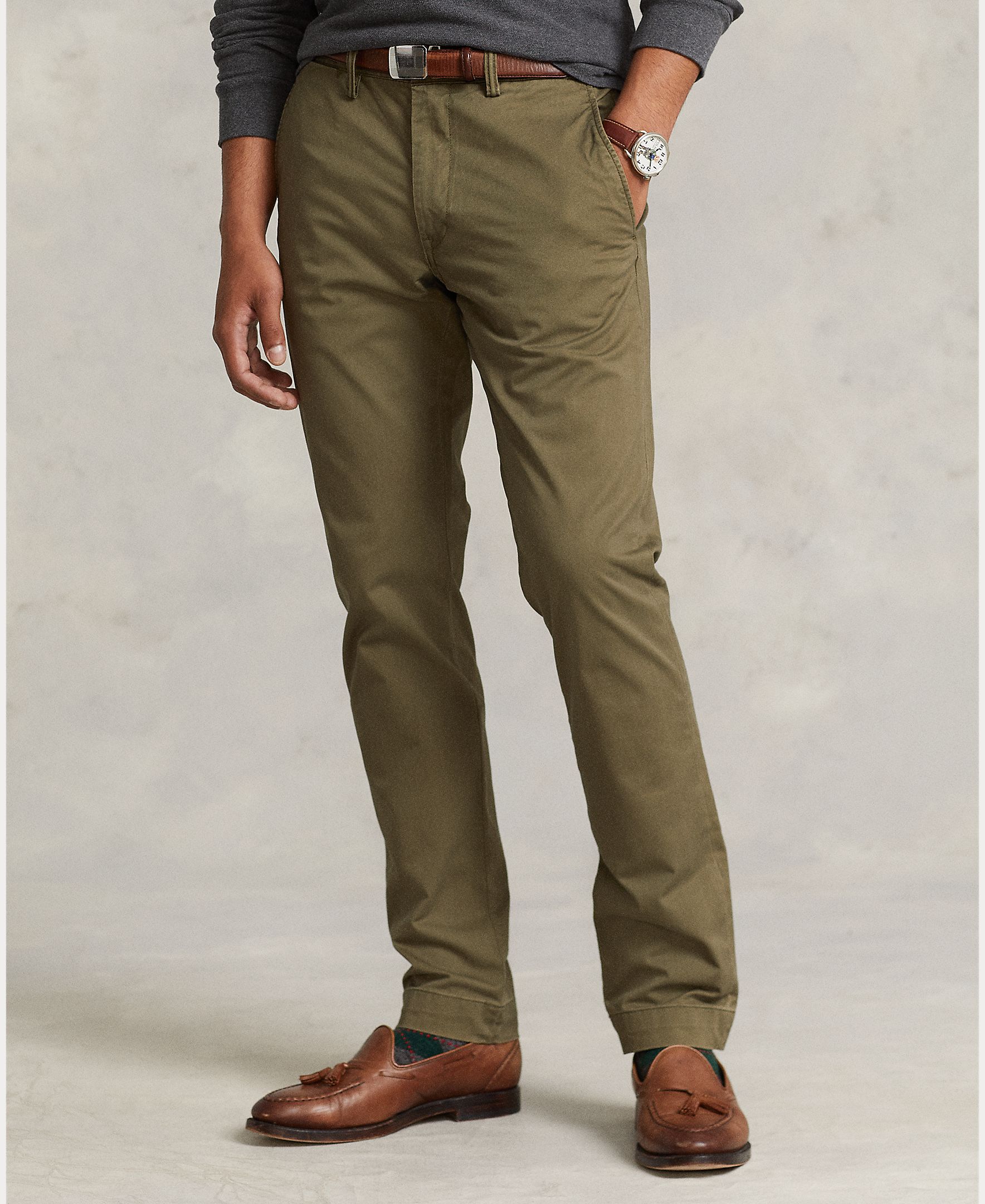 Pantalón de sarga elástico Slim Fit de hombre Dosel Oliva - Polo Ralph Lauren - Verde pardo Verde pardo-3