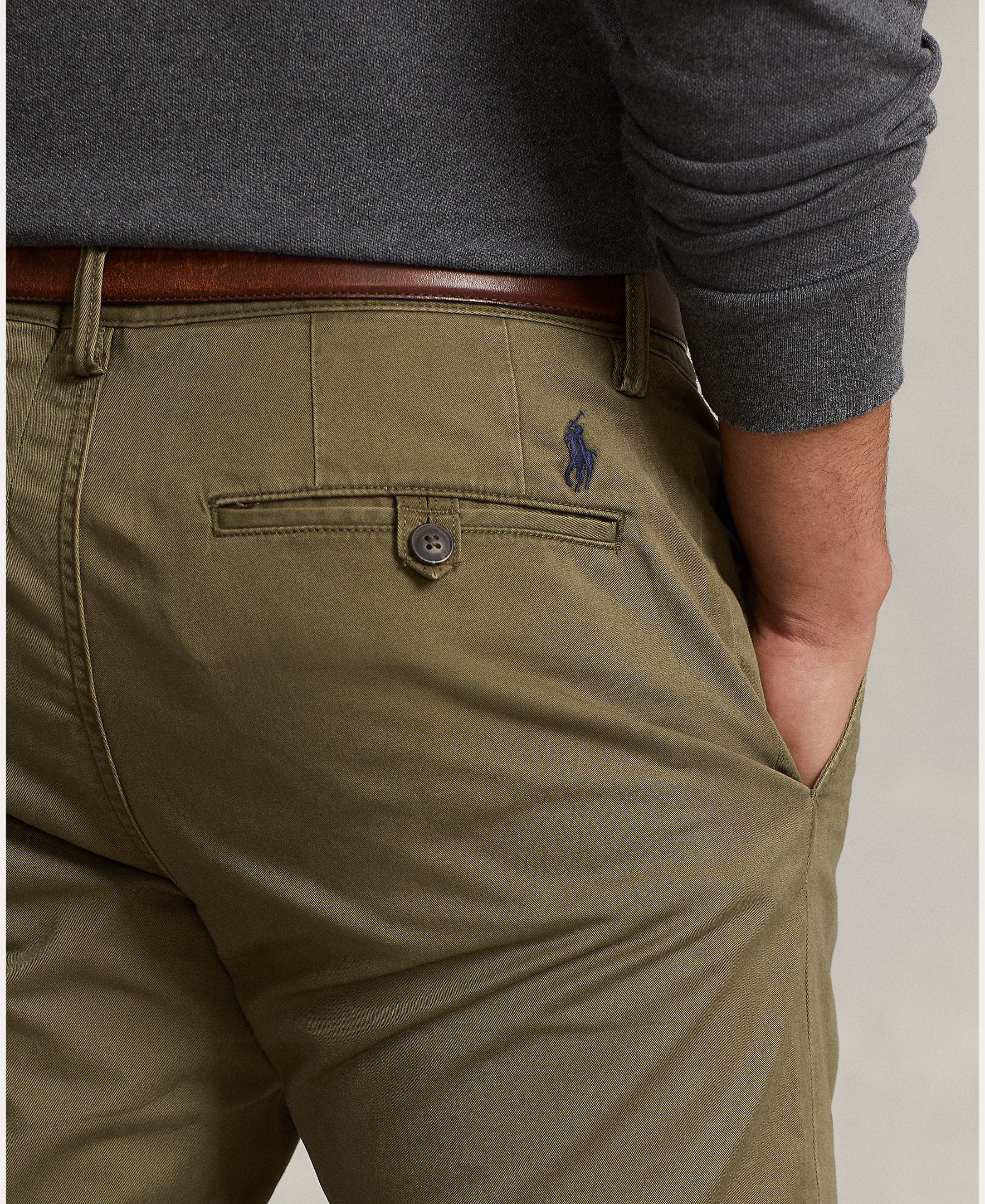 Pantalón de sarga elástico Slim Fit de hombre Dosel Oliva - Polo Ralph Lauren - Verde pardo Verde pardo-5