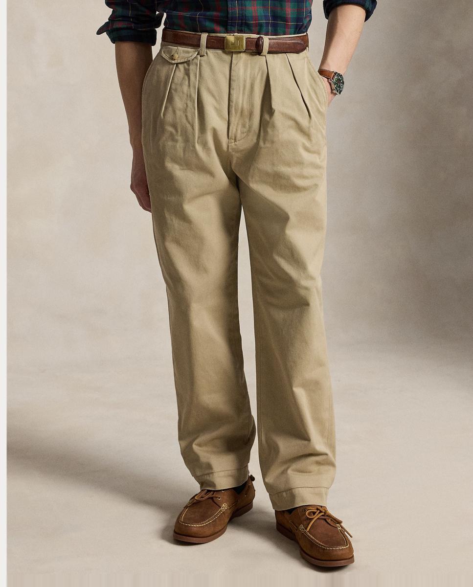 Calças Chino Whitman Relaxed Fit Bege-4