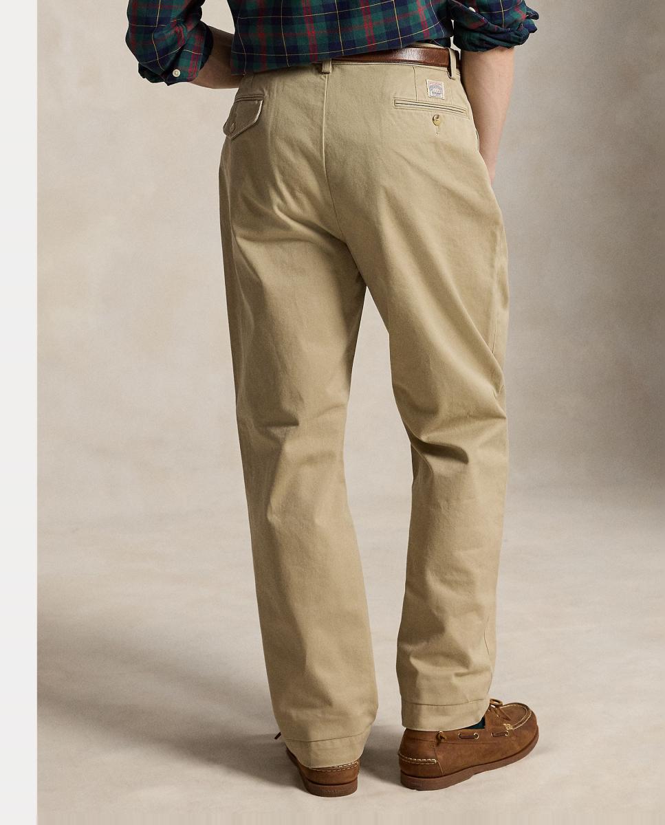 Calças Chino Whitman Relaxed Fit Bege-5