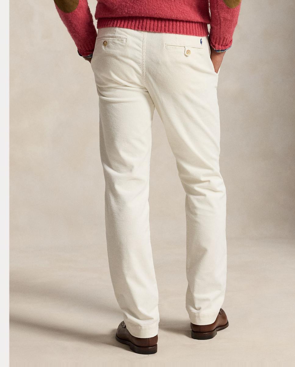 Calças de Bombazina Elástica Straight Fit Branco-marfim-5