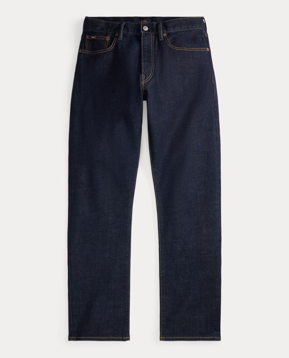 Jeans Straight de Algodão Elástico Azul-escuro-8