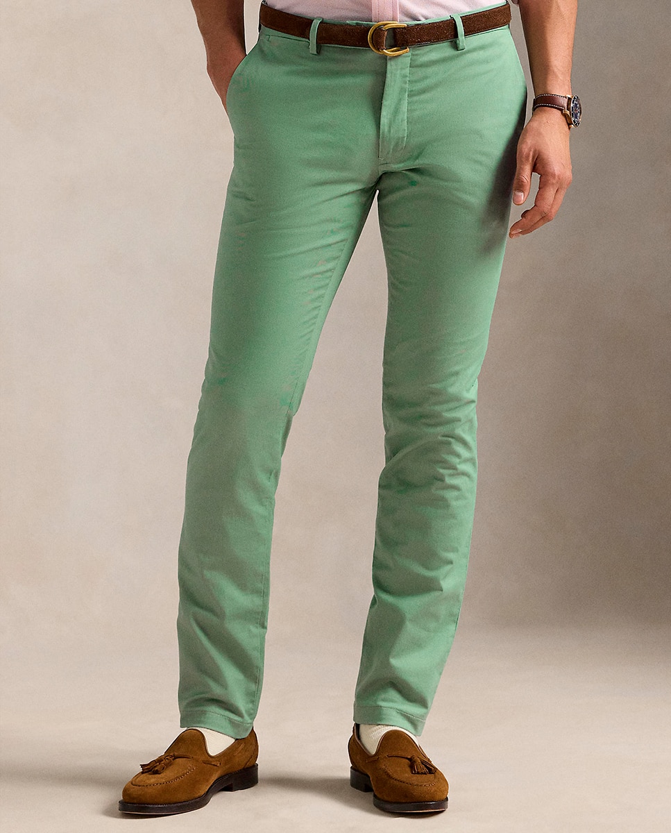 Calças Chino Elásticas Slim Fit Verde-menta-3