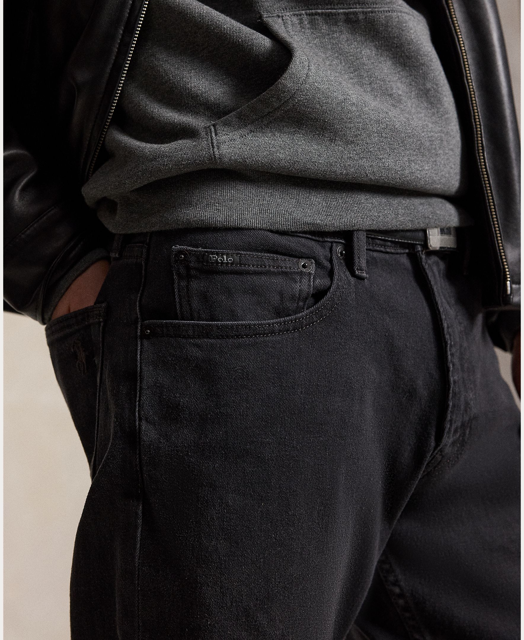 Jeans Skinny de Algodão Elástico Cinzento-escuro-2