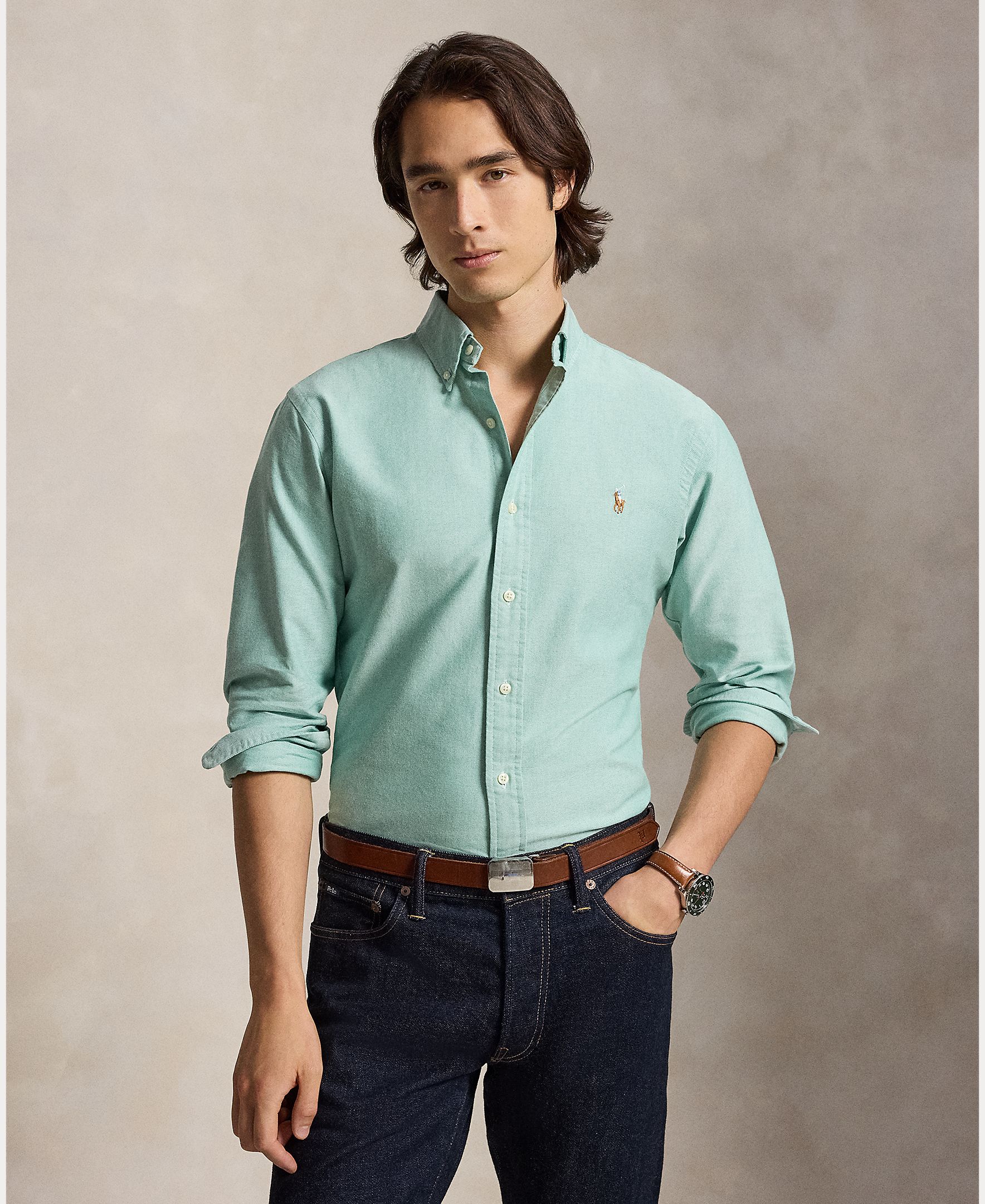 Camisa de hombre oxford Nutmeg Brwn - Polo Ralph Lauren - Verde Agua Verde Agua-1