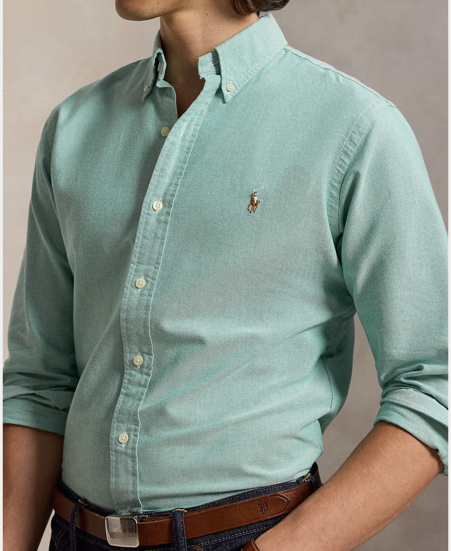 Camisa de hombre oxford Nutmeg Brwn - Polo Ralph Lauren - Verde Agua Verde Agua-4