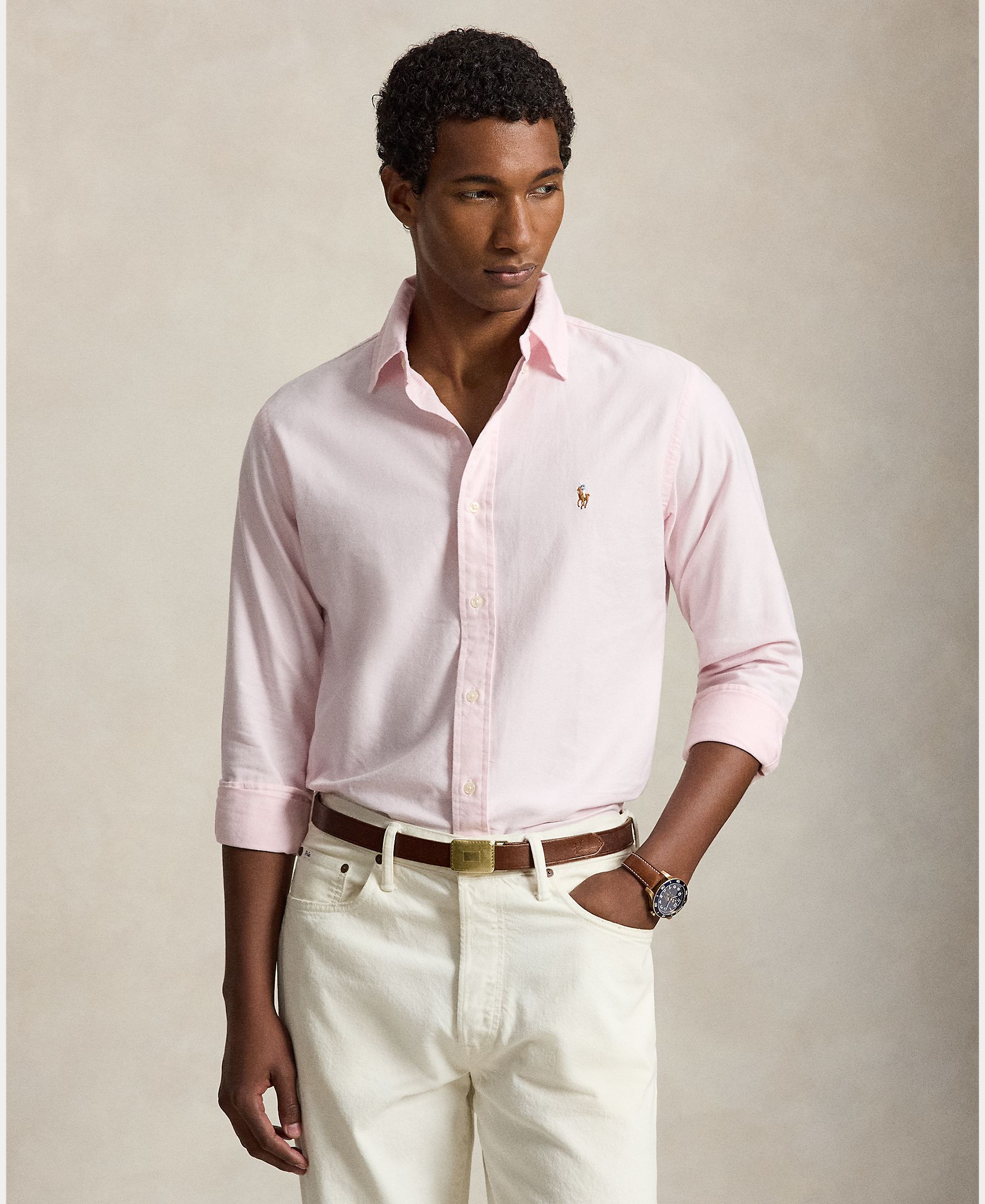 Camisa de hombre oxford Nutmeg Brwn - Polo Ralph Lauren - Rosa claro Rosa claro-1