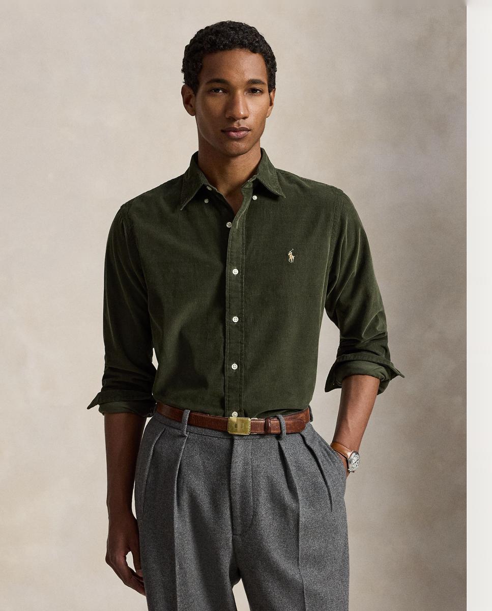 Camisa de hombre de pana Azul marino Newport - Polo Ralph Lauren - Verde pardo Verde pardo-1