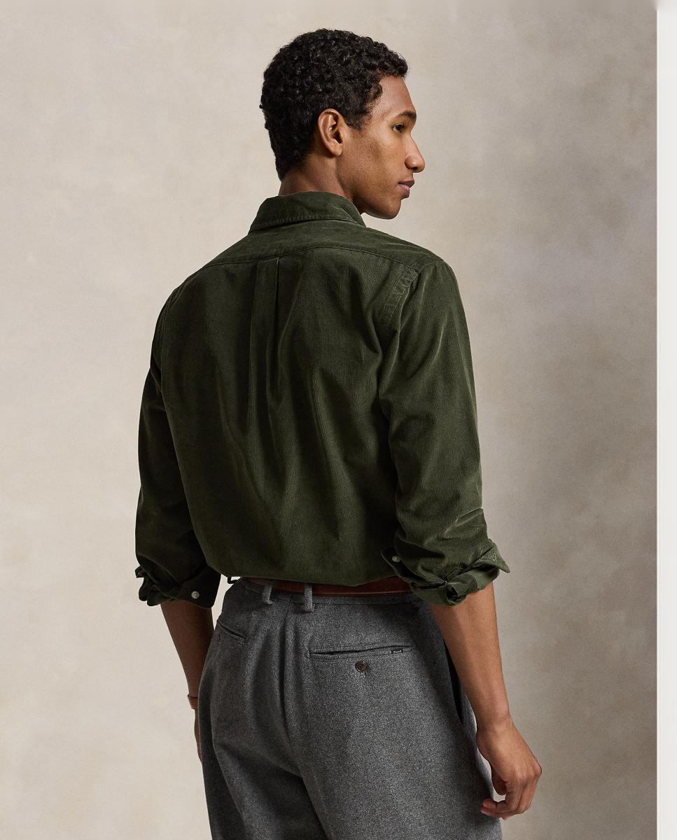 Camisa de hombre de pana Azul marino Newport - Polo Ralph Lauren - Verde pardo Verde pardo-4