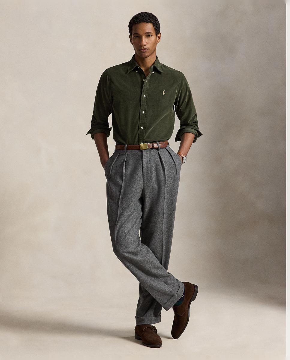 Camisa de hombre de pana Azul marino Newport - Polo Ralph Lauren - Verde pardo Verde pardo-7
