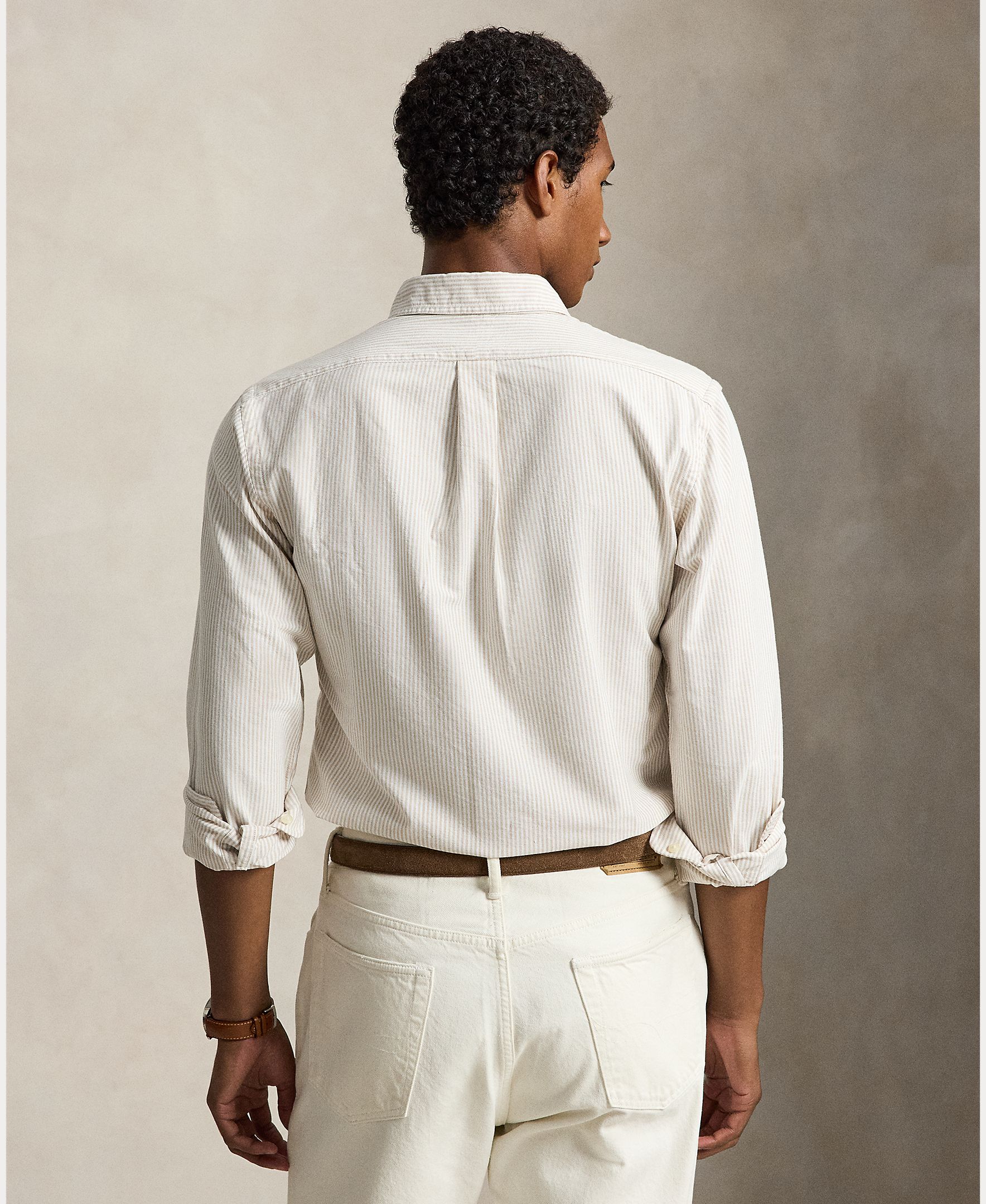 Camisa de hombre oxford con rayas Desgastado Mint Blanco - Polo Ralph Lauren - Camel Camel-3