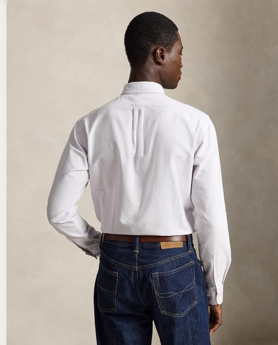 Camisa de hombre oxford con rayas Desgastado Mint Blanco - Polo Ralph Lauren - Lila Lila-3
