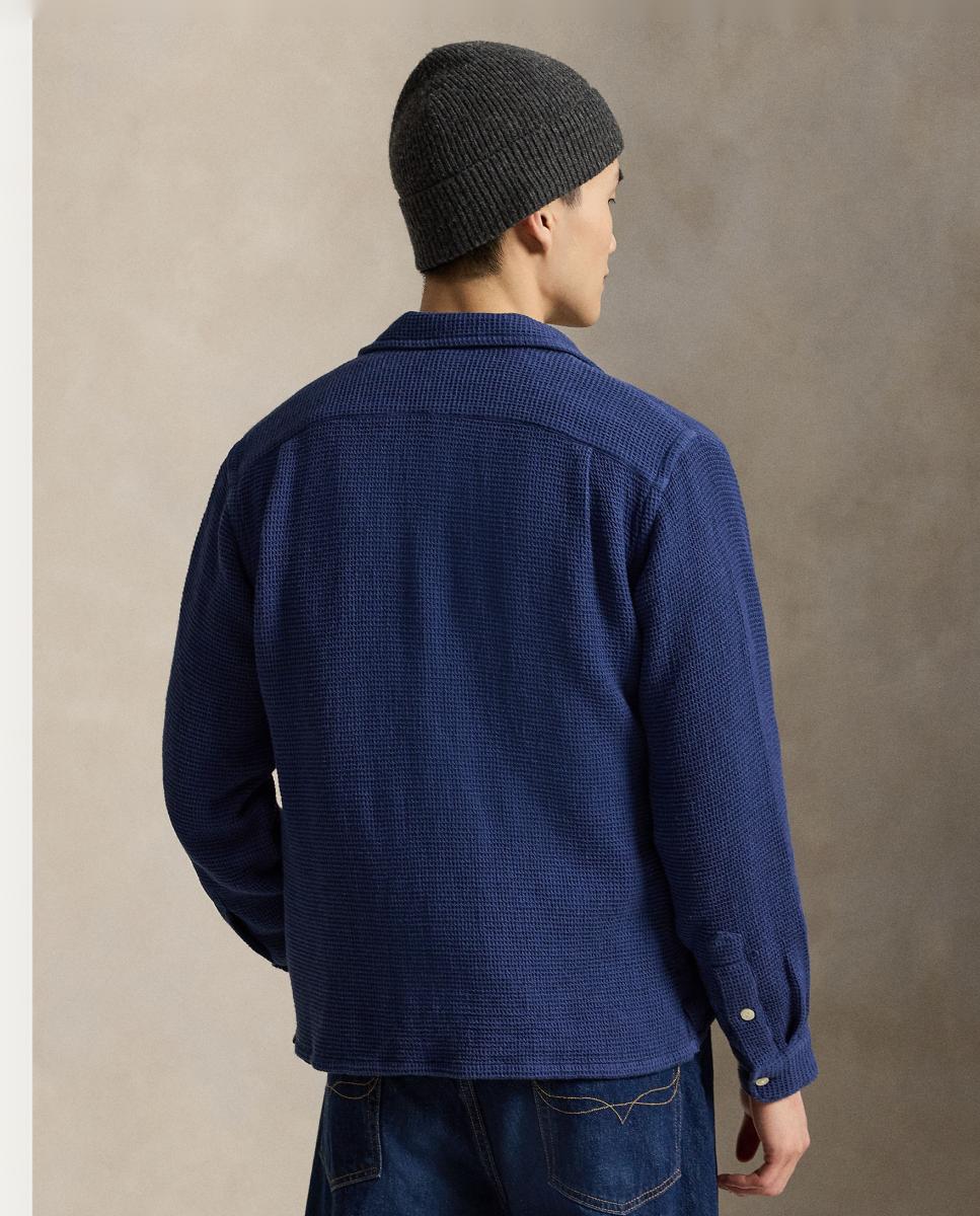 Camisa de Algodão com Bolso Azul-marinho-3