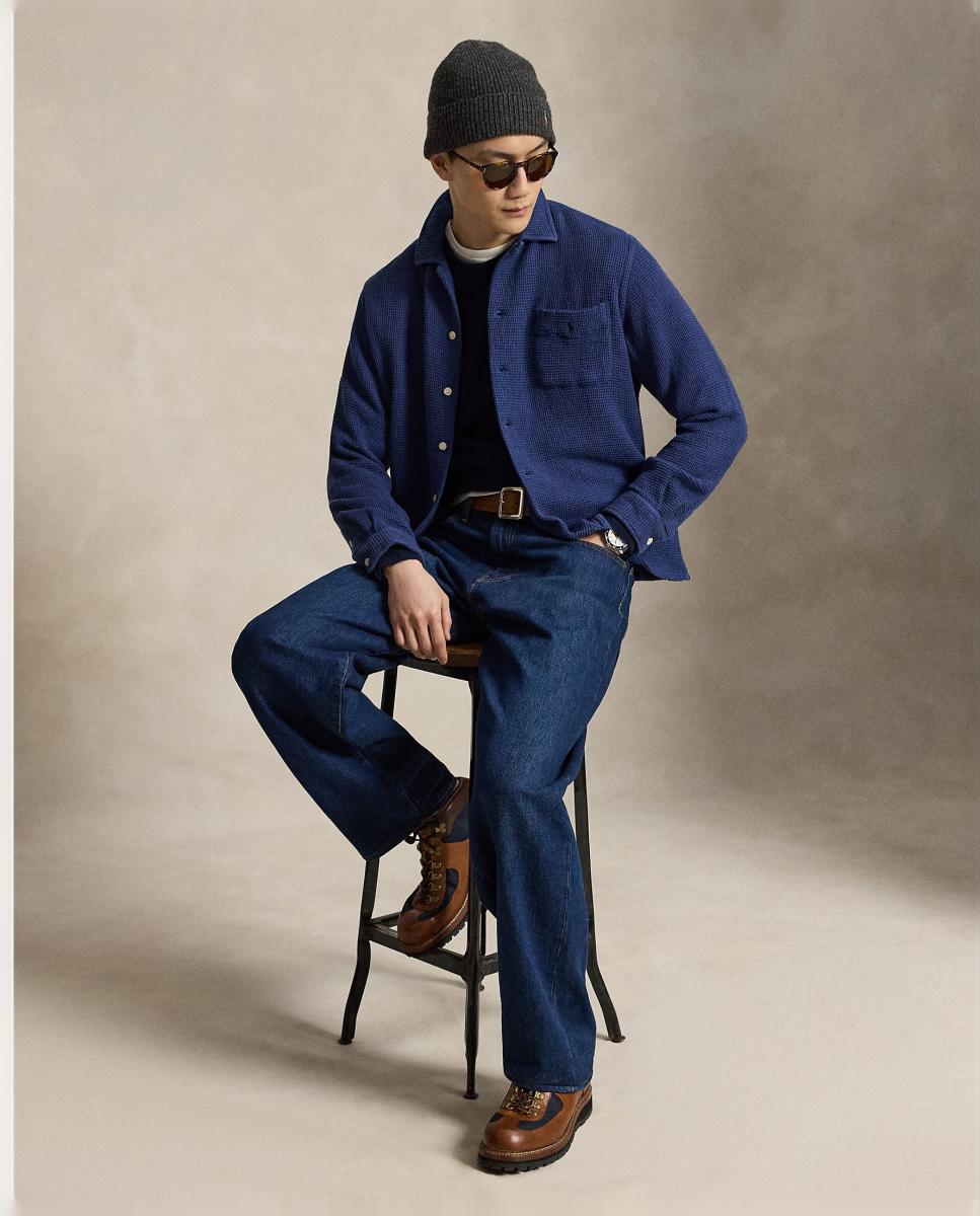 Camisa de Algodão com Bolso Azul-marinho-5