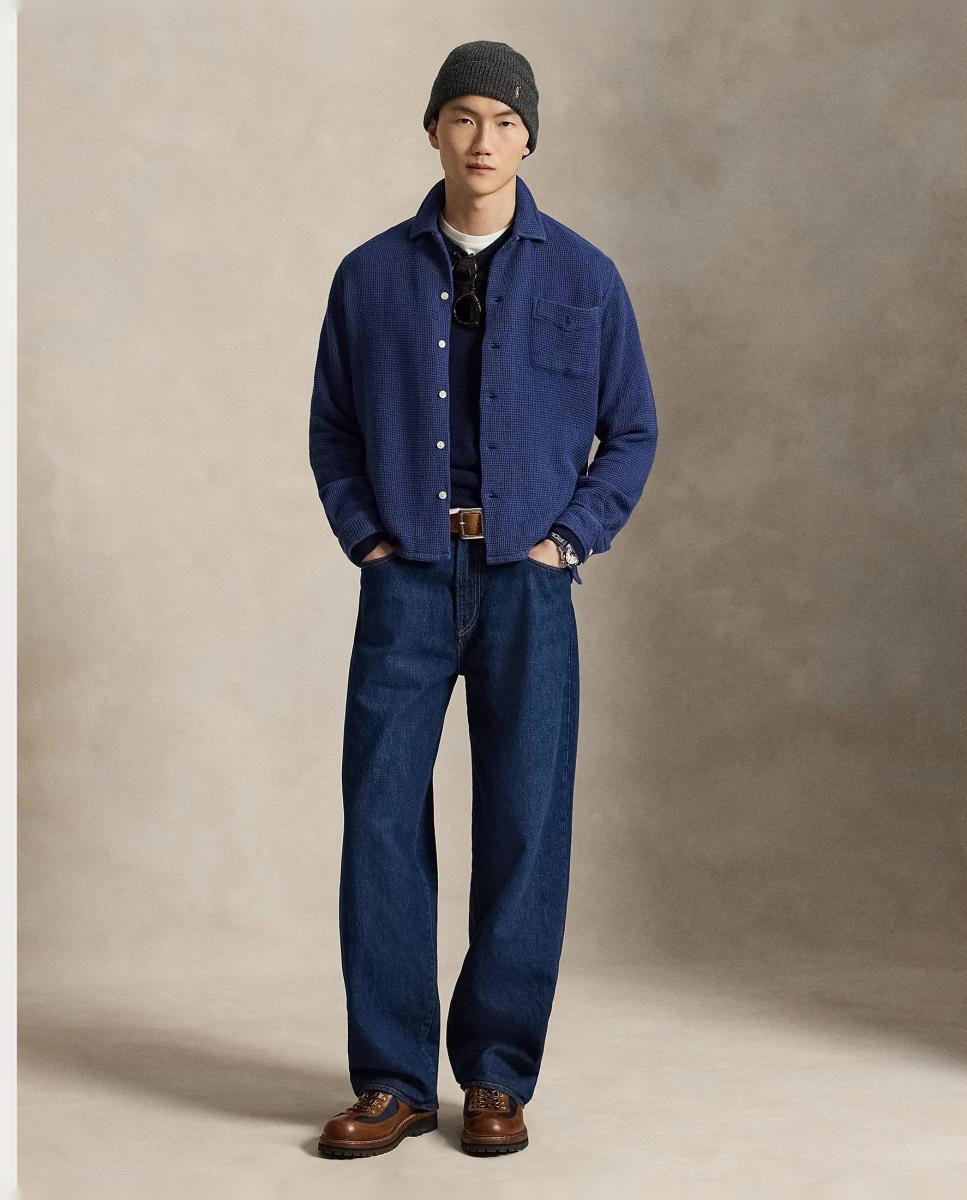 Camisa de Algodão com Bolso Azul-marinho-8