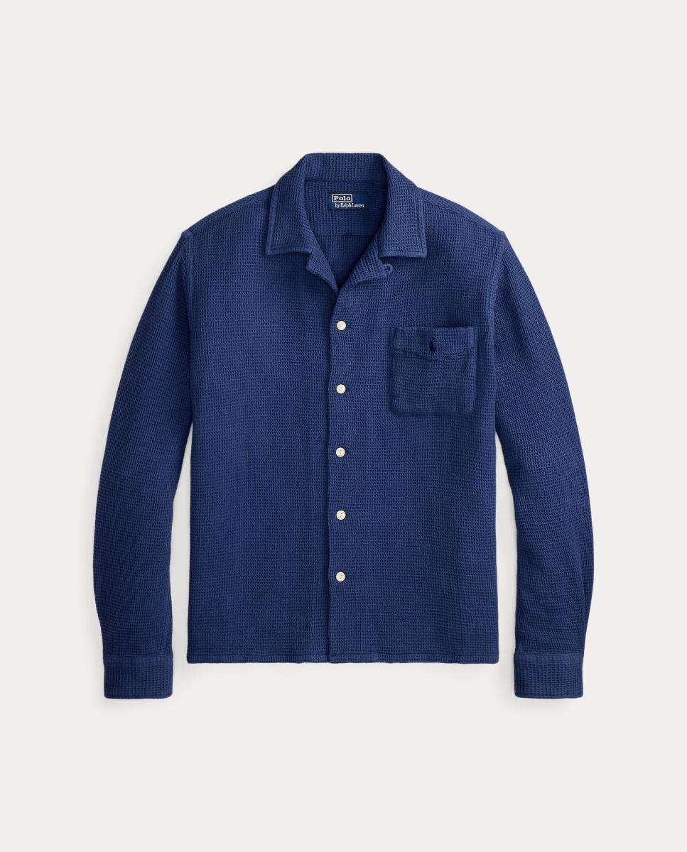Camisa de Algodão com Bolso Azul-marinho-7