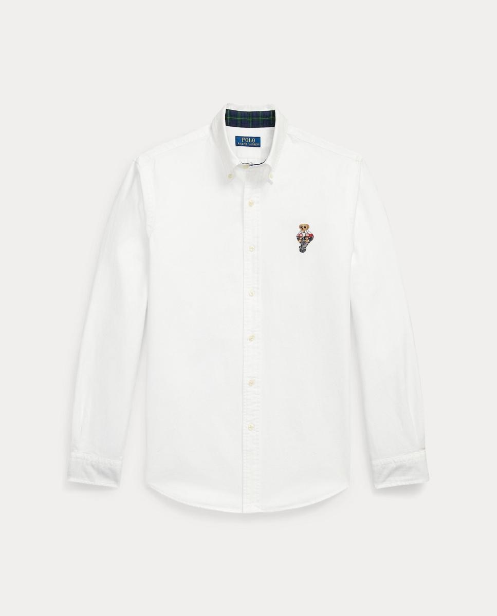 Imagen 1 de Camisa de hombre Oxford con Polo Bear Custom Fit Blanco