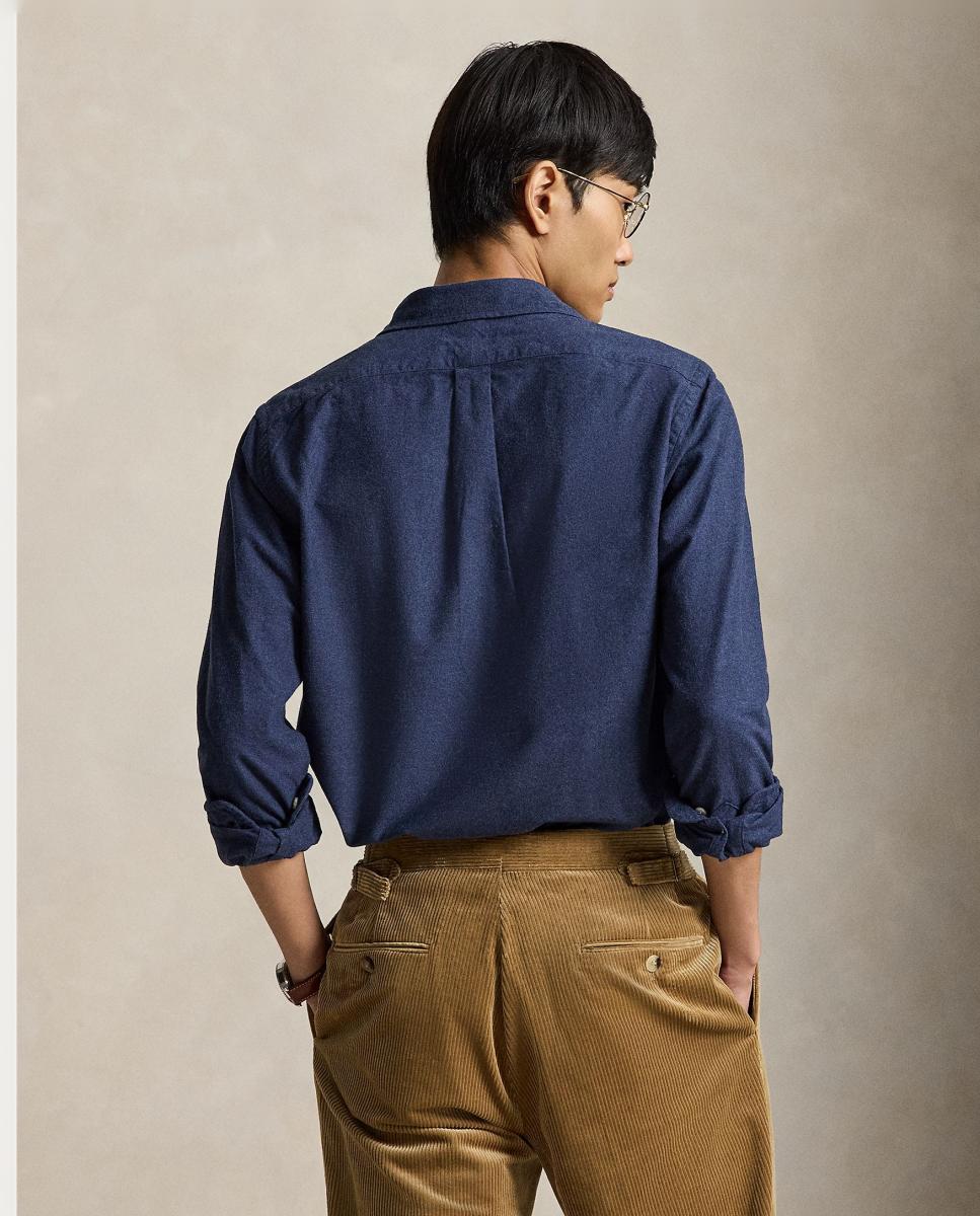Camisa Oxford Mesclada Custom Fit Cinzento-3