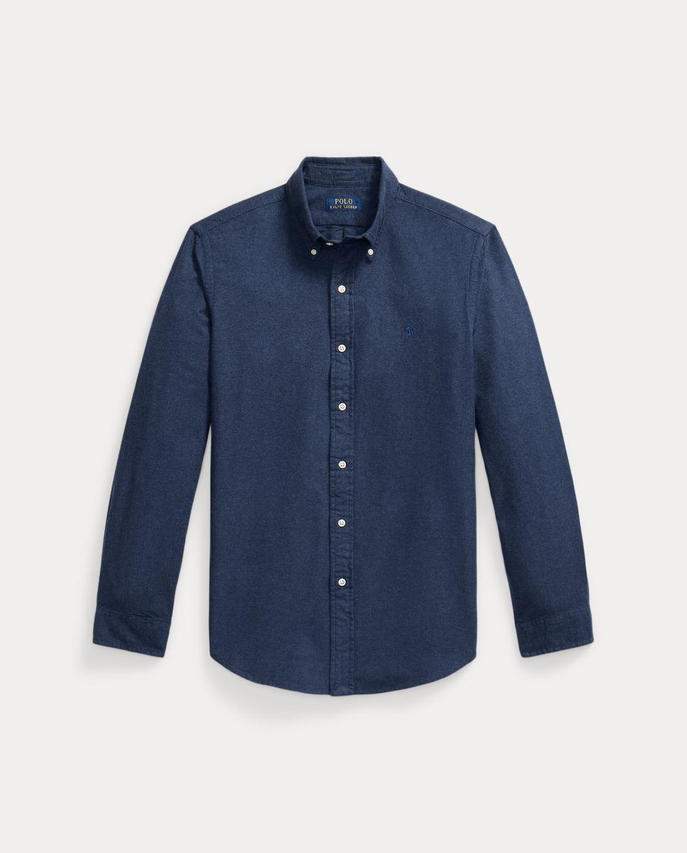 Camisa Oxford Mesclada Custom Fit Cinzento-5