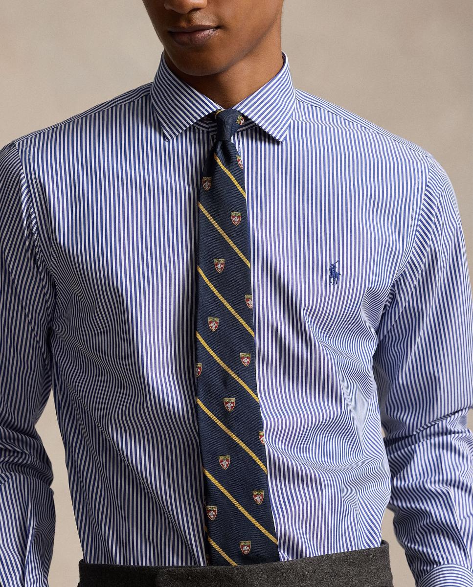 Camisa Custom Fit de Popelina Azul-4