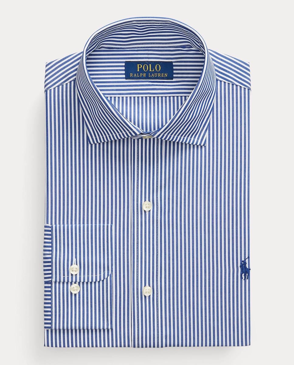 Camisa Custom Fit de Popelina Azul-5