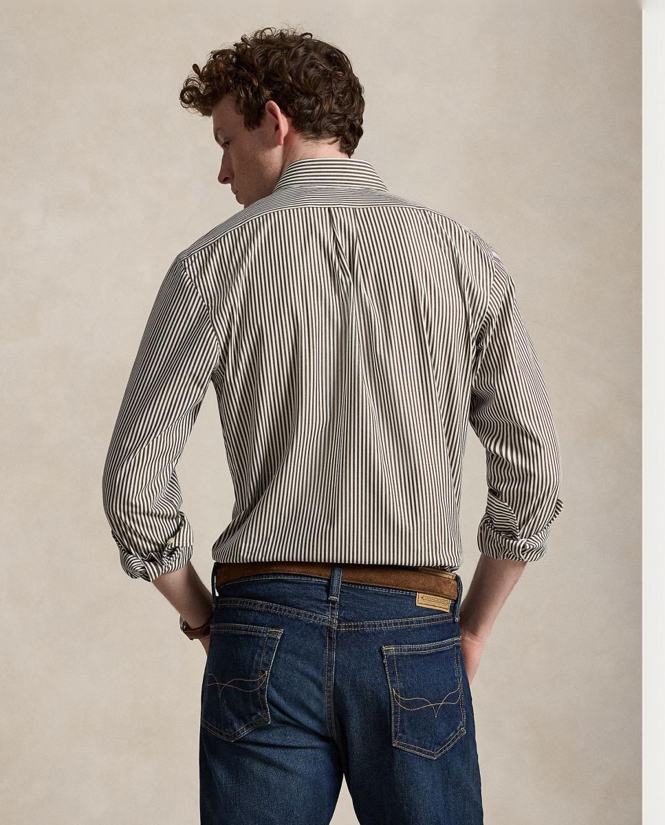 Camisa de hombre de popelina y elástico Marrón Nuez moscada - Polo Ralph Lauren - Marrón oscuro Marrón oscuro-3