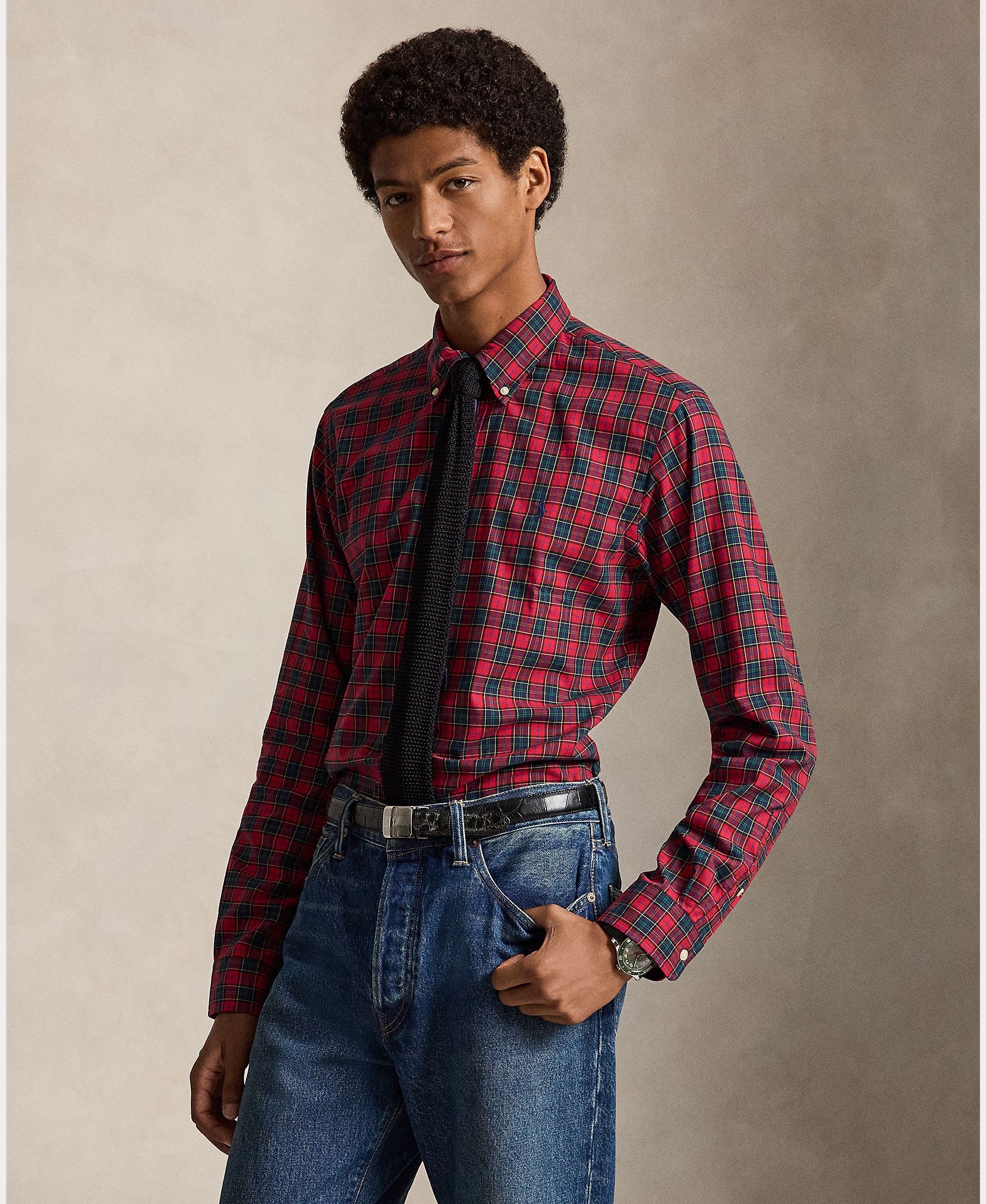 Imagen 1 de Camisa de hombre con cuadros Custom Fit - Polo Ralph Lauren - Rojo oscuro Rojo oscuro