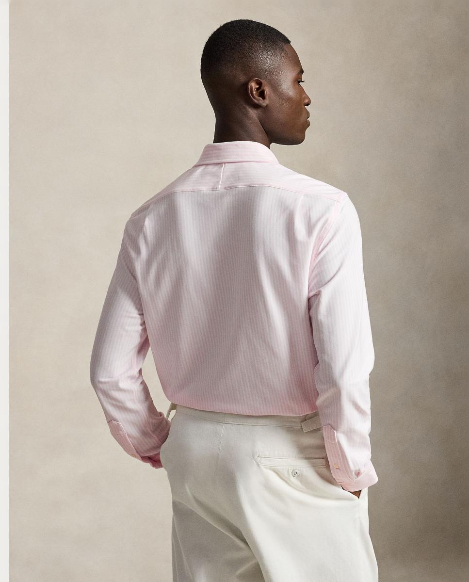 Camisa Oxford às Riscas Slim Fit Rosa-claro-3