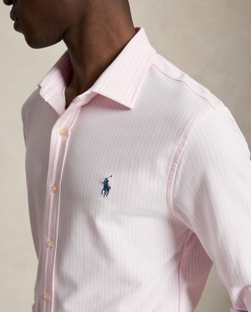 Camisa Oxford às Riscas Slim Fit Rosa-claro-4