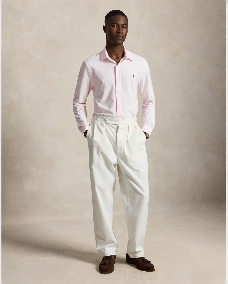 Camisa Oxford às Riscas Slim Fit Rosa-claro-7