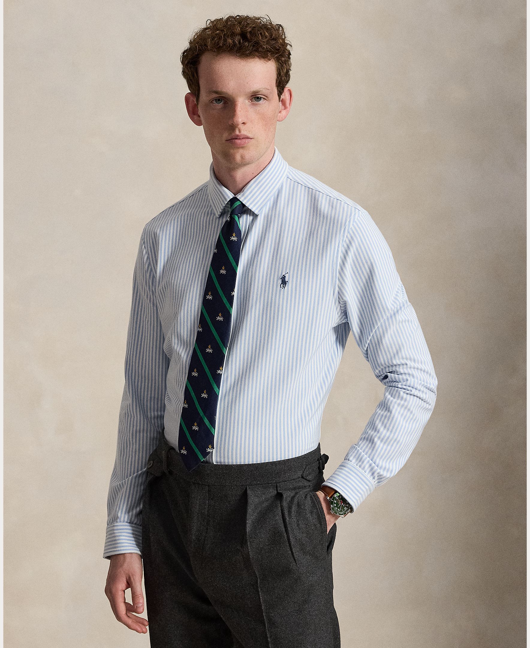 Camisa Oxford às Riscas Slim Fit Azul-claro-1