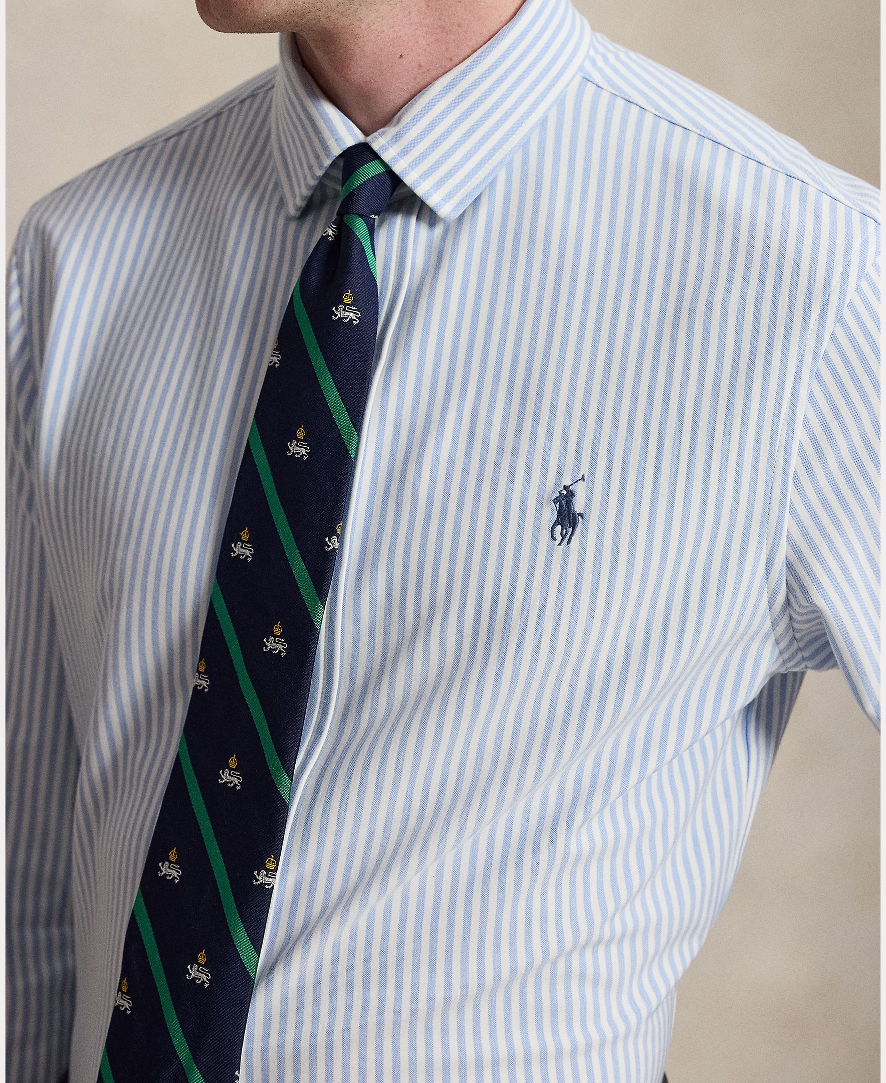 Camisa Oxford às Riscas Slim Fit Azul-claro-4