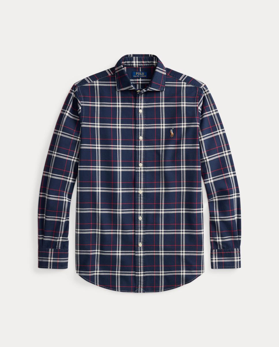 Camisa Oxford aos Quadrados Custom Fit Azul-marinho-5