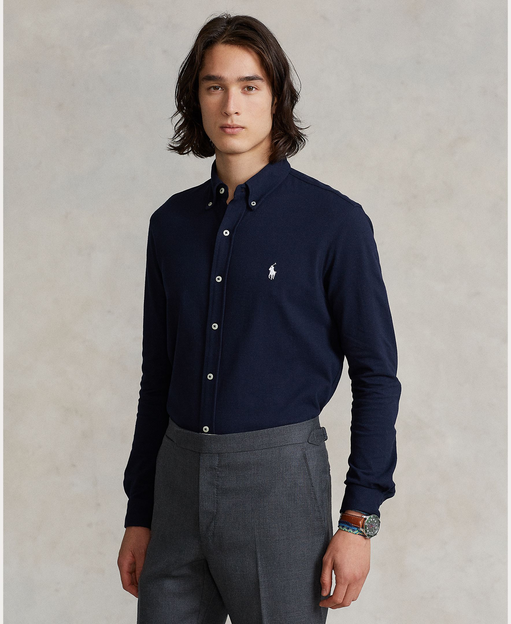 Camisa Piqué Regular Fit Azul-marinho-1