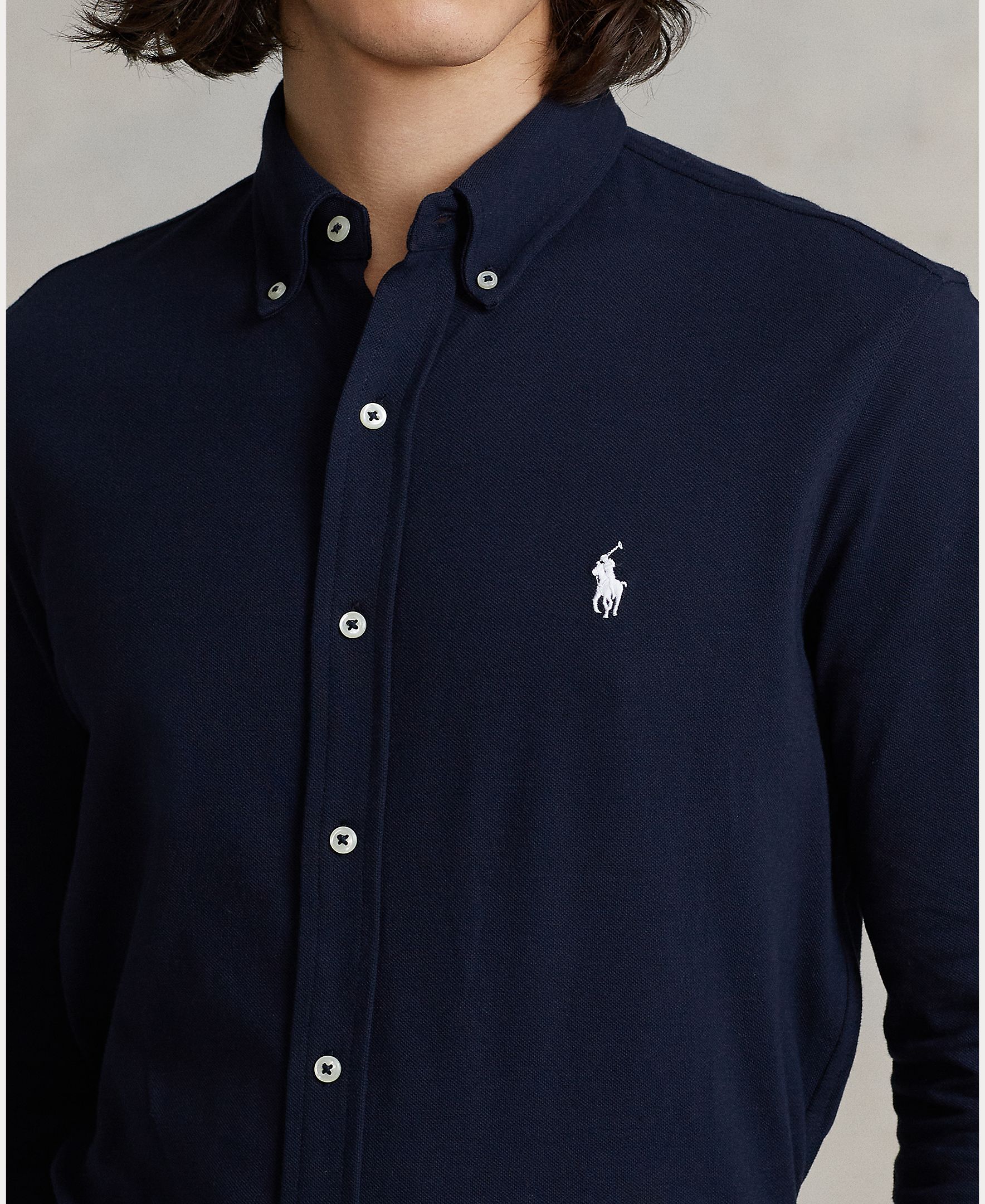 Camisa Piqué Regular Fit Azul-marinho-4