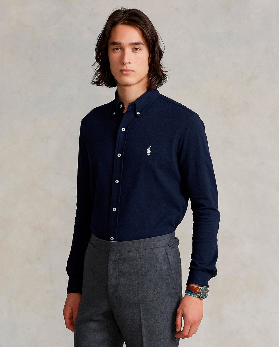 Camisa de hombre ultraligera azul marino aviador - Polo Ralph Lauren - Gris Plata Azul marino-8