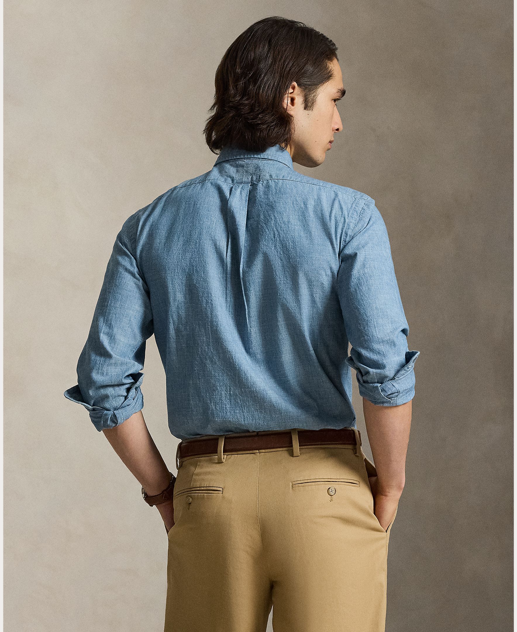 Camisa Regular Fit em Chambray Azul-índigo-3