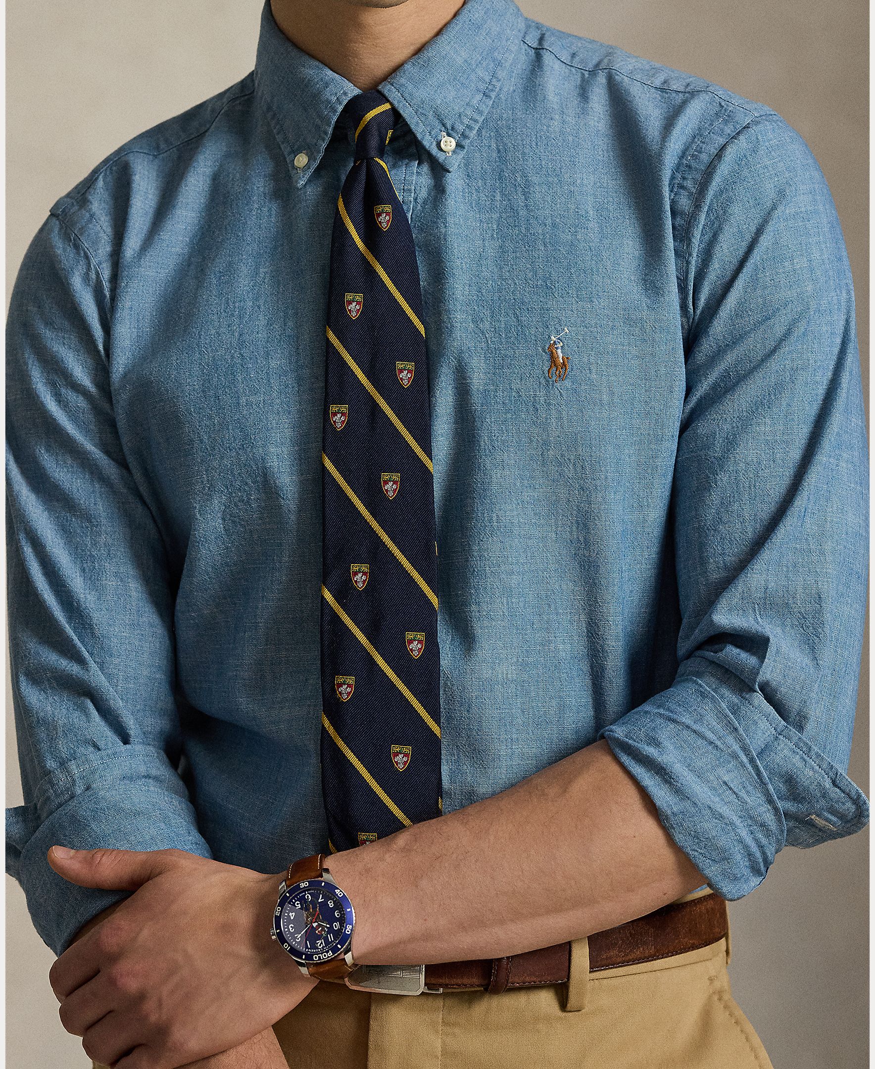 Camisa Regular Fit em Chambray Azul-índigo-4
