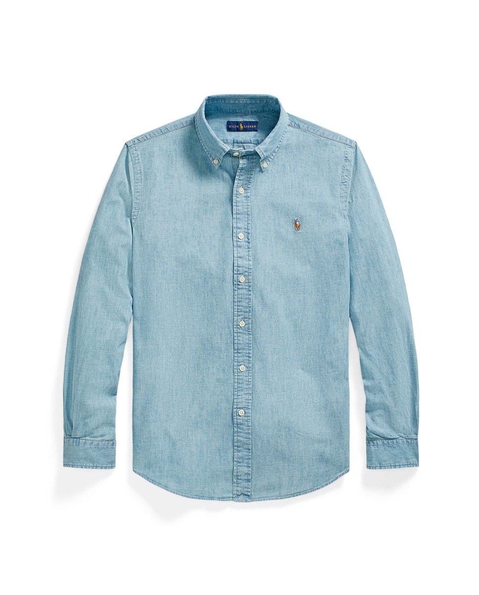 Camisa Regular Fit em Chambray Azul-índigo-6