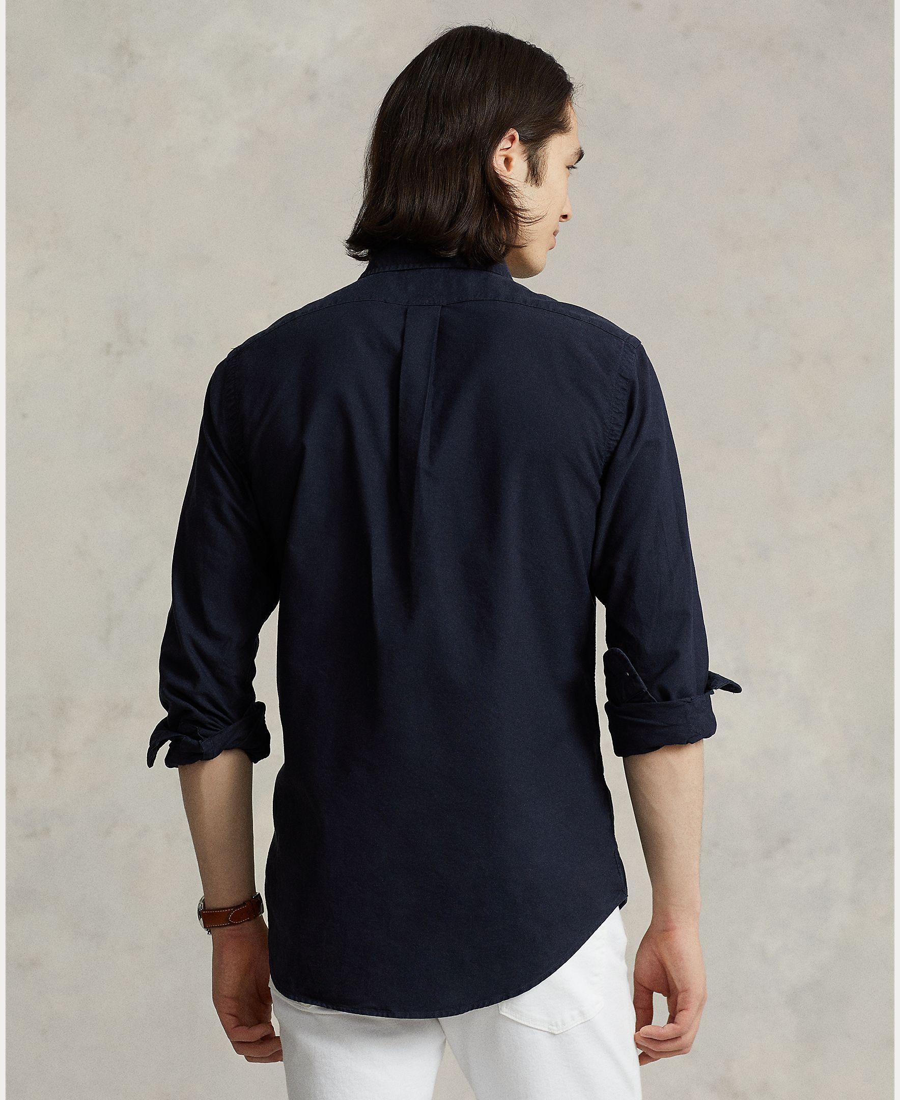 Camisa de hombre oxford teñida en prenda Blanco/ - Polo Ralph Lauren - Azul marino Azul marino-3