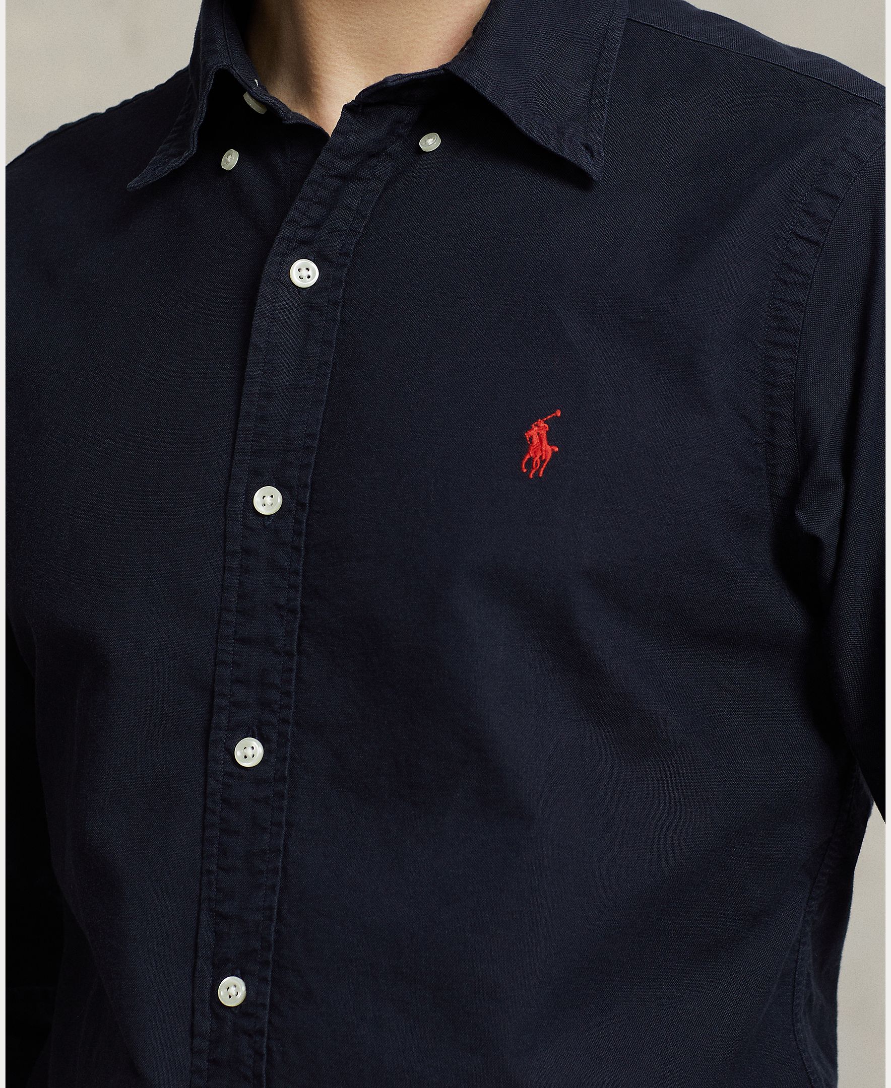Camisa de hombre oxford teñida en prenda Blanco/ - Polo Ralph Lauren - Azul marino Azul marino-4