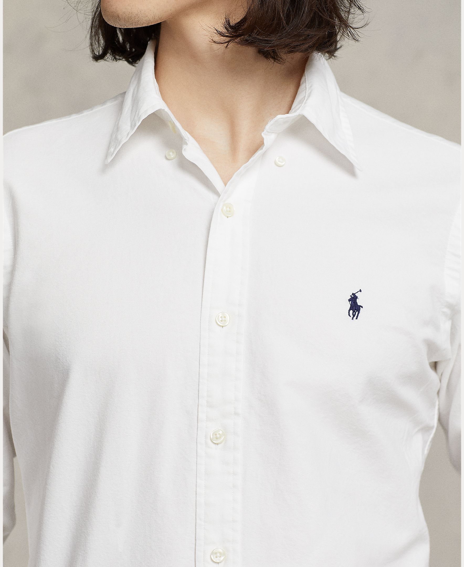 Camisa de hombre oxford teñida en prenda Blanco/Azul marino - Polo Ralph Lauren - Blanco Blanco-4