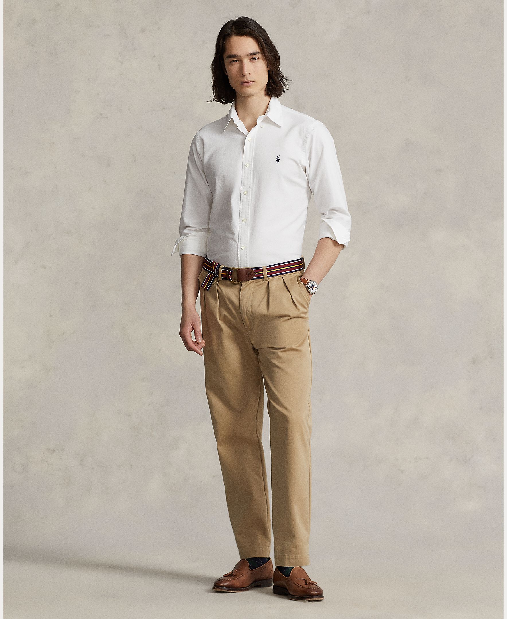 Camisa de hombre oxford teñida en prenda Blanco/Azul marino - Polo Ralph Lauren - Blanco Blanco-9